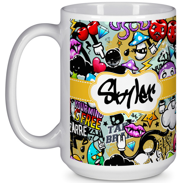 Custom Graffiti 15 Oz Coffee Mug - White (Personalized)