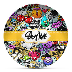 Graffiti Microwave Safe Plastic Plate - Composite Polymer (Personalized)