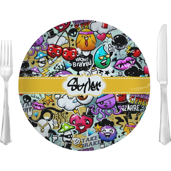 Custom Graffiti Glass Lunch / Dinner Plate 10" (Personalized)