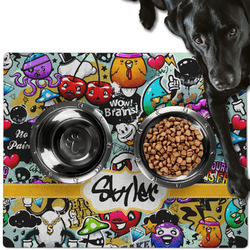 Graffiti Dog Food Mat - Large w/ Name or Text