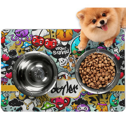 Graffiti Dog Food Mat - Small w/ Name or Text