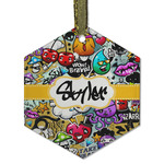 Graffiti Flat Glass Ornament - Hexagon w/ Name or Text