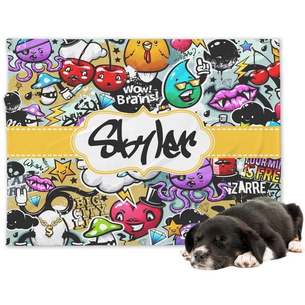 Custom Graffiti Dog Blanket - Large (Personalized)