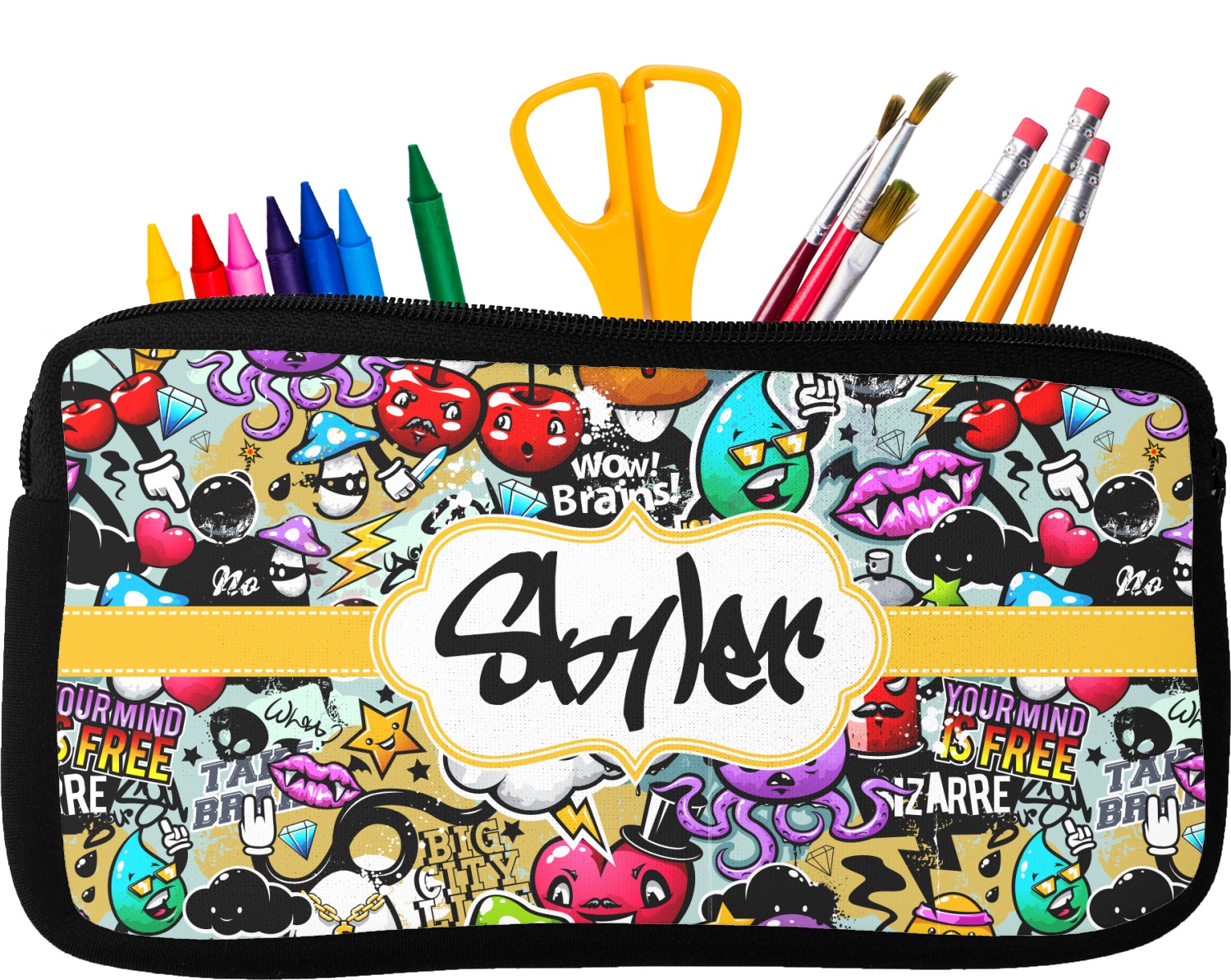 Graffiti Design Custom Neoprene Pencil Case