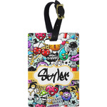 Graffiti Plastic Luggage Tag - Rectangular w/ Name or Text