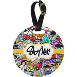 Graffiti Plastic Luggage Tag - Round (Personalized)