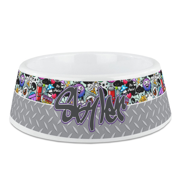 Custom Graffiti Plastic Dog Bowl (Personalized)