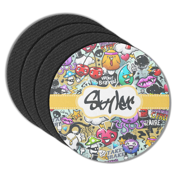 Custom Graffiti Round Rubber Backed Coasters - Set of 4 (Personalized)