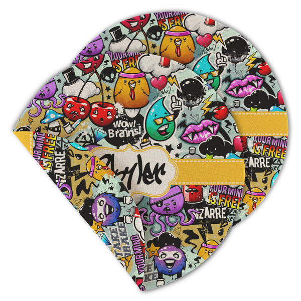 Custom Graffiti Round Linen Placemat - Double Sided (Personalized)