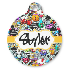 Graffiti Round Pet ID Tag - Large (Personalized)