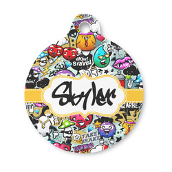 Graffiti Round Pet ID Tag - Small (Personalized)