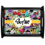 Graffiti Black Wooden Tray - Large (Personalized)