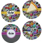 Graffiti Set of 4 Glass Appetizer / Dessert Plate 8" (Personalized)