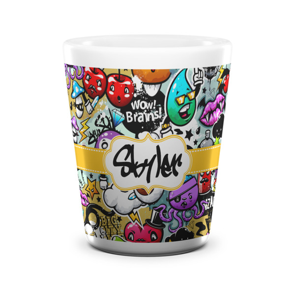 Custom Graffiti Ceramic Shot Glass - 1.5 oz - White - Single (Personalized)