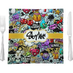 Graffiti Glass Square Lunch / Dinner Plate 9.5" (Personalized)