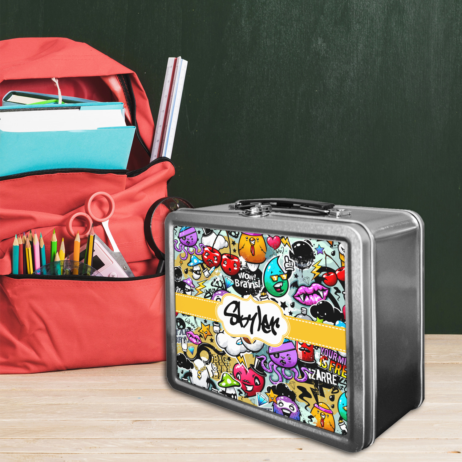 Personalized Kids' Lunch Box with Colorful Word-Art