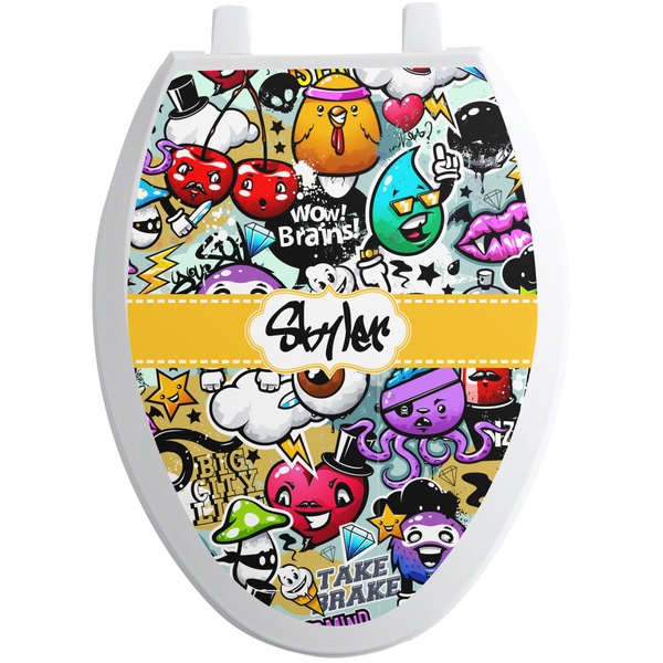 Custom Graffiti Toilet Seat Decal - Elongated (Personalized)