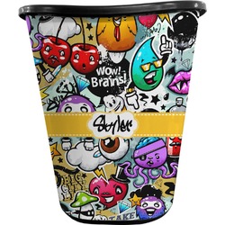 Graffiti Waste Basket - Single Sided (Black) (Personalized)