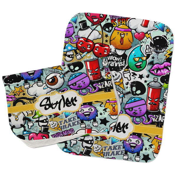 Custom Graffiti Burp Cloths - Fleece - Set of 2 w/ Name or Text