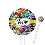 Graffiti 5.5" Round Plastic Stir Sticks - White - Double Sided (Personalized)