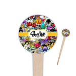 Graffiti 4" Round Wooden Food Picks - Single Sided (Personalized)