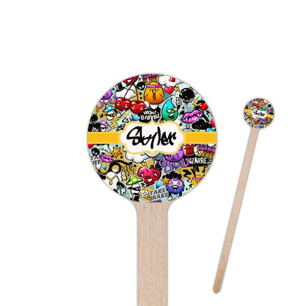 Custom Graffiti 6" Round Wooden Stir Sticks - Double Sided (Personalized)