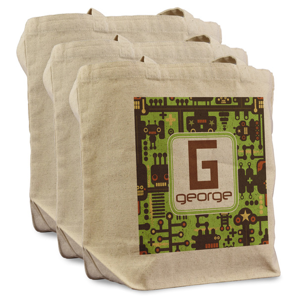 Custom Industrial Robot 1 Reusable Cotton Grocery Bags - Set of 3 (Personalized)