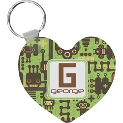 Industrial Robot 1 Heart Plastic Keychain w/ Name and Initial
