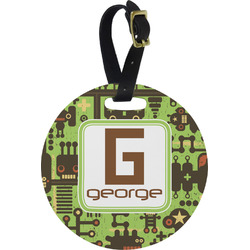 Industrial Robot 1 Plastic Luggage Tag - Round (Personalized)