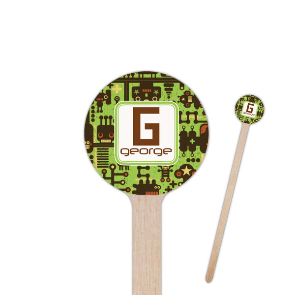 Custom Industrial Robot 1 7.5" Round Wooden Stir Sticks - Single Sided (Personalized)