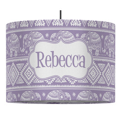 Baby Elephant 16" Drum Pendant Lamp - Fabric (Personalized)