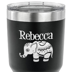 Baby Elephant 30 oz Stainless Steel Tumbler - Black - Double Sided (Personalized)