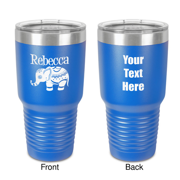 Custom Baby Elephant 30 oz Stainless Steel Tumbler - Royal Blue - Double-Sided (Personalized)