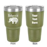 Baby Elephant 30 oz Stainless Steel Tumbler - Olive - Double-Sided (Personalized)