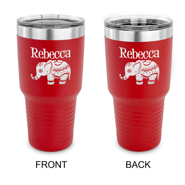 Custom Baby Elephant 30 oz Stainless Steel Tumbler - Red - Double Sided (Personalized)