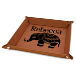 Baby Elephant Faux Leather Dice Tray - 9" x 9" - Rawhide (Personalized)