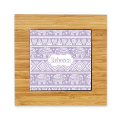Baby Elephant Bamboo Trivet with Ceramic Tile Insert (Personalized)