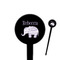Baby Elephant Black Plastic 4" Food Pick - Round - Closeup
