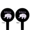 Baby Elephant Black Plastic 4" Food Pick - Round - Double Sided - Front & Back