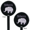 Baby Elephant Black Plastic 5.5" Stir Stick - Double Sided - Round - Front & Back