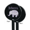 Baby Elephant Black Plastic 5.5" Stir Stick - Single Sided - Round - Front & Back