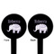 Baby Elephant Black Plastic 6" Food Pick - Round - Double Sided - Front & Back