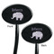 Baby Elephant Black Plastic 7" Stir Stick - Double Sided - Oval - Front & Back