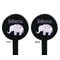 Baby Elephant Black Plastic 7" Stir Stick - Double Sided - Round - Front & Back