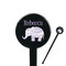 Baby Elephant Black Plastic 7" Stir Stick - Round - Closeup