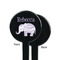 Baby Elephant Black Plastic 7" Stir Stick - Single Sided - Round - Front & Back