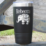 Baby Elephant 20 oz Stainless Steel Tumbler - Black - Double Sided (Personalized)
