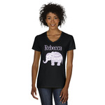 Baby Elephant Women's V-Neck T-Shirt - Black - Medium (Personalized)