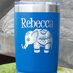 Baby Elephant 20 oz Stainless Steel Tumbler - Royal Blue - Double Sided (Personalized)