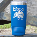 Baby Elephant 20 oz Stainless Steel Tumbler - Royal Blue - Double Sided (Personalized)